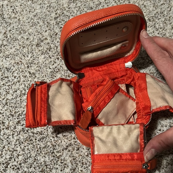 NWOT Sundance Leather Jewelry Case Travel Pouch Orange - Picture 3 of 5